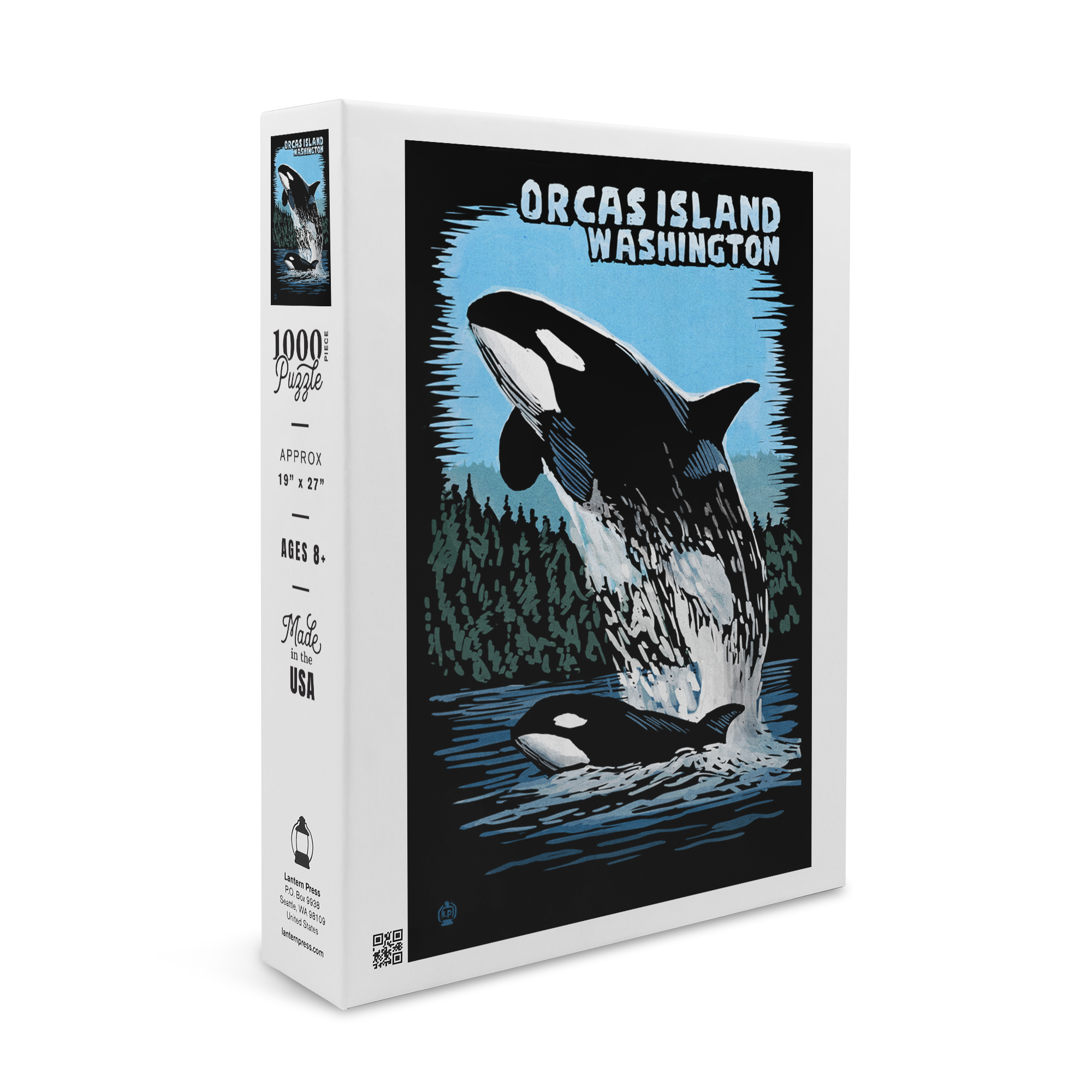 Orcas Island, Washington, Orca and Calf Scratchboard (1000 Piece Puzzle