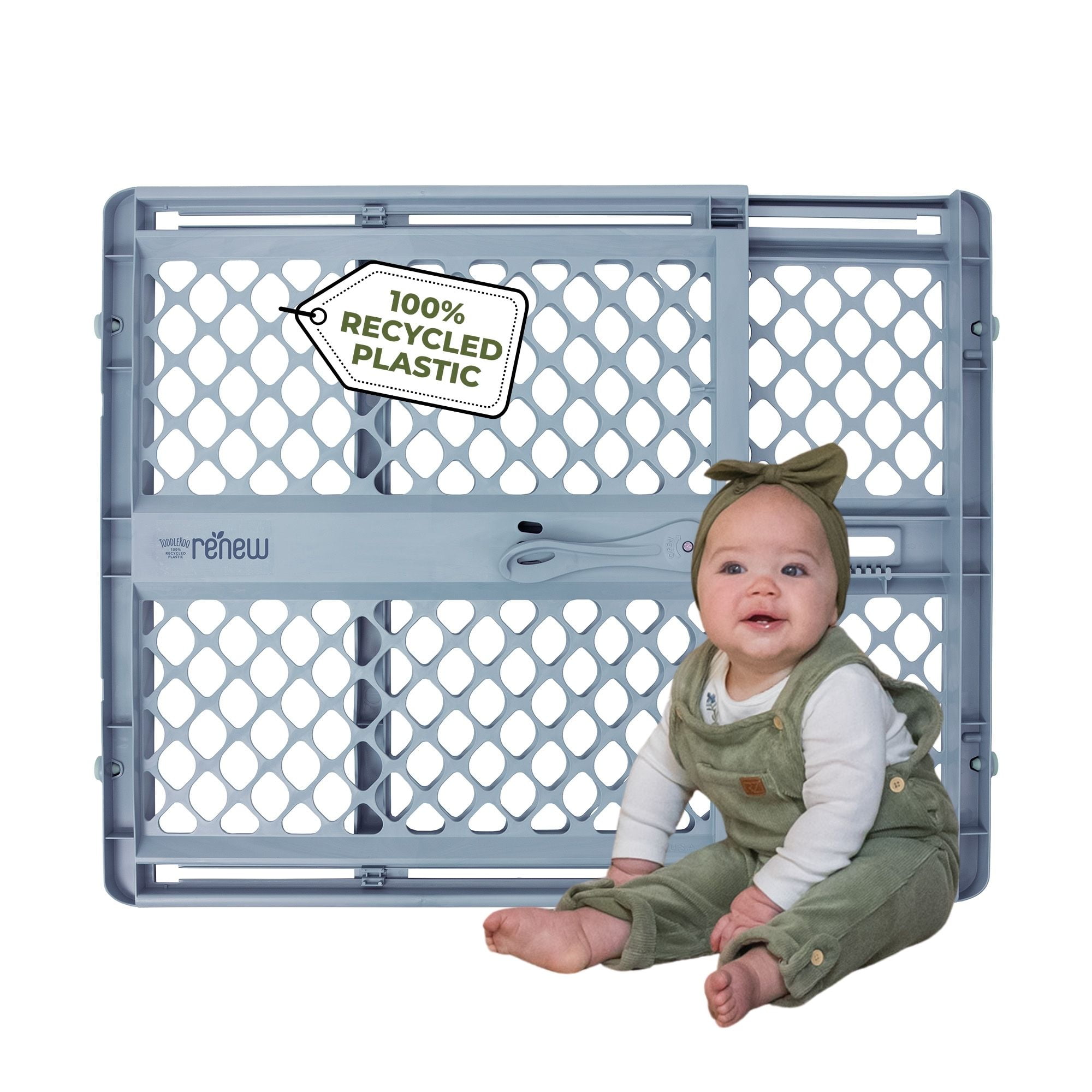 Toddleroo by North States Renew 100% Recycled Plastic Gate for Babies and Toddlers, Blue