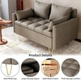 thumbnail image 2 of Yiwa Modern Faux Leather Button Tufted Lift-Up Storage Loveseat Couch, Dark Khaki, 2 of 7