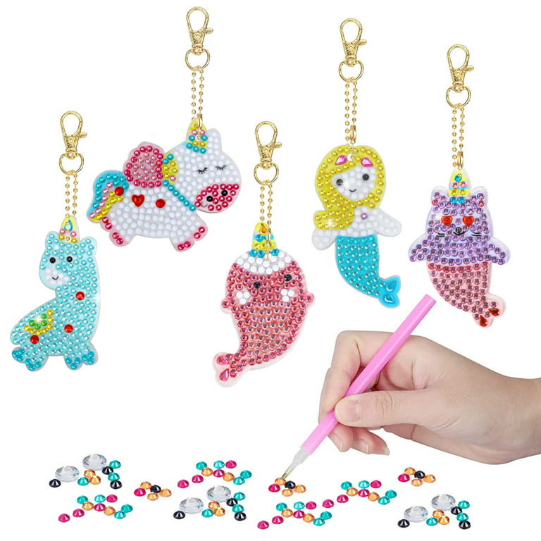Dream Fun Keychains Kit for Girl Birthday Present for 7 Year Old Kid DIY  Diamond Painting Kits for Boy Age 4-8, Unicorn Art and Craft for Girl 8 9  10 Diamond Color