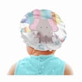 thumbnail image 1 of wonima11 Sleep Cap for Kids Elastic Band Flat Cap for Sleeping Satin Bonnet Sleeping Beanie Curly Hair Cap Elephant Rainbow Print Headwear Hat for Girls Boys Toddler Baby, 1 of 1