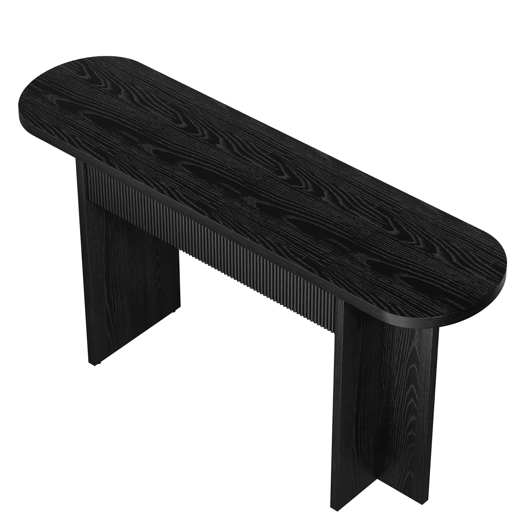 Mintazer 63" Fluted Console Table with 2 Drawers, Modern Entryway Tables with Storage, Sofa Table for Entryway Hallway Living Room, Black
