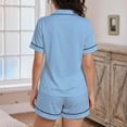 thumbnail image 4 of Yievot Pajamas Set for Women Short Sleeve Sleepwear Button Down Shirt and Short Pjs Soft 2 Piece Lounge Sets, 4 of 4