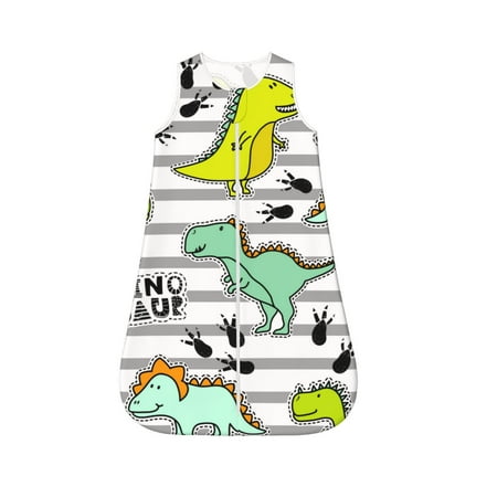 

Honeii Funny Dinosaurs on Stripes Print Unisex Babies Sleepbag Wearable Blanket Baby Sleeveless Sleeping Bag-