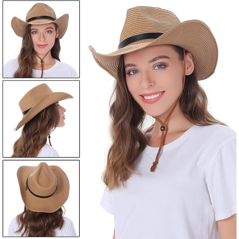 Dalrosia Women Straw Sun Hat Cowboy Crochet Wide Brim Knit  display picture 2