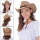 thumbnail image 3 of Sombrero de playa plegable unisex de ala ancha tejido a crochet Vorkoi Cowboy, paja de papel, color blanco crema, 3 of 6