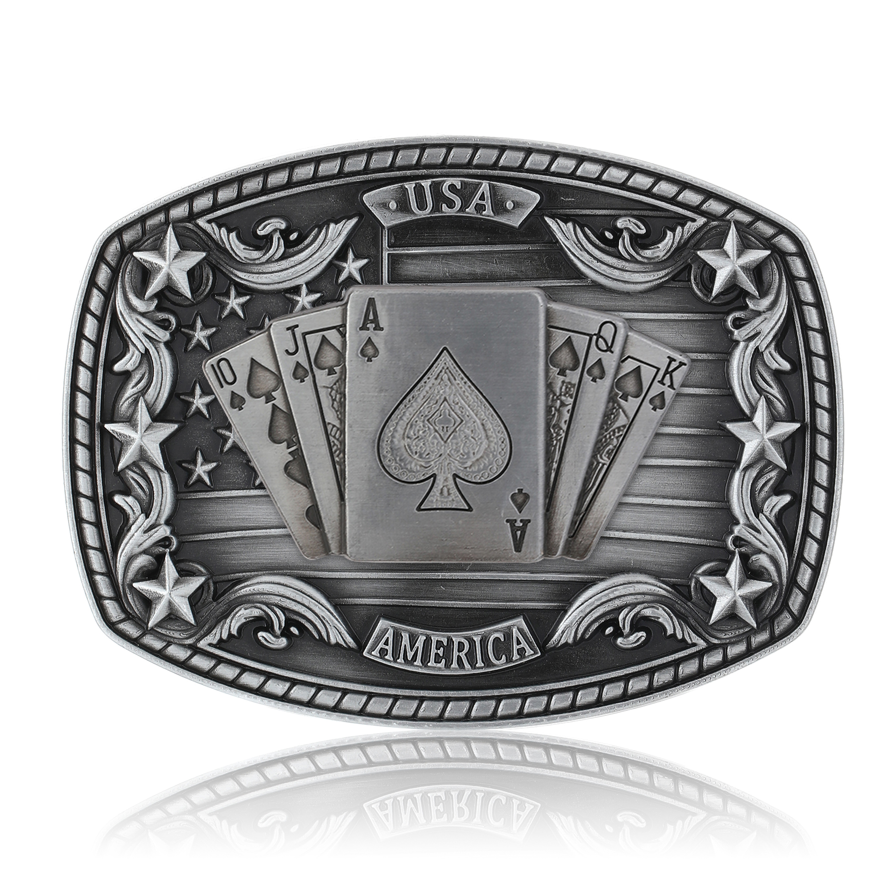 Poker Belt Buckle Big Silver Buckle Texas Rodeo Women\'s Men\'s Comstock Heritage American Rodeo Trophy Buckle | Axel main image 2