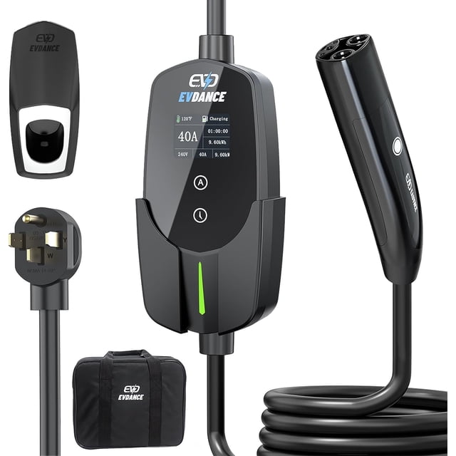 Cargador de Vehículo Eléctrico EVDANCE Nivel 2 40A 9.6kW NEMA 14-50 Cable de 7.5 m