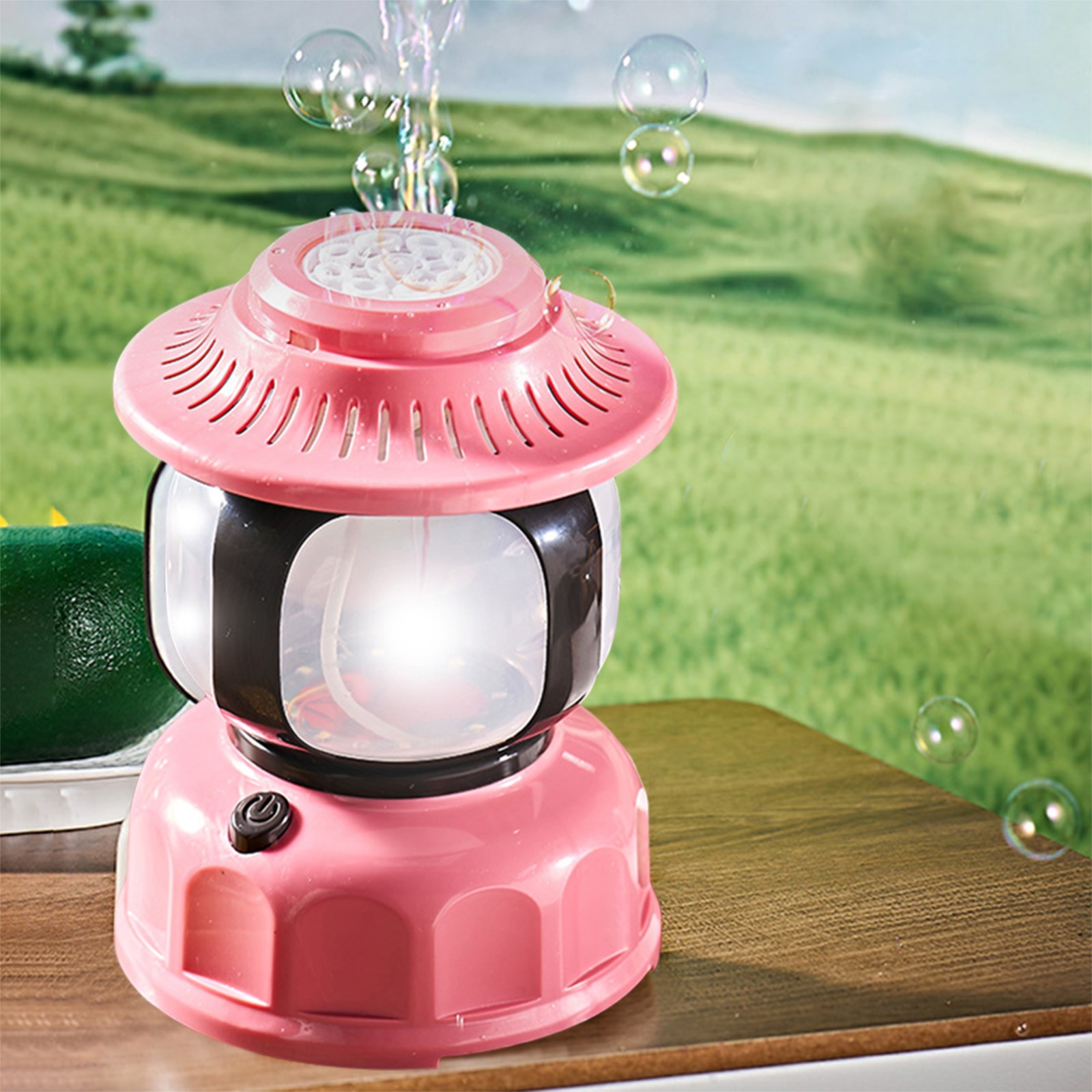 Rechargeable Bubble Machine for Ki-ds, Portable Bubble Blower with Soft LED Night Light, Automatic Bubble Maker for Outdoor & Indoor Use