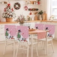 thumbnail image 2 of Cartoon Snowman Chair Covers Set of 1 Christmas Snowman Xmas Tree Snowfall Pink Chair Back Covers Stretch Removable Washable Slipcovers Protector for Dining Room Kitchen Party Decor, 2 of 5