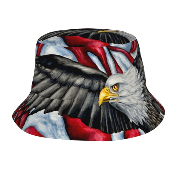American Flag With Eagle Unisex Bucket Hat, Upf 50  Sun Protection, Packable & Foldable Fisherman Hat For Men & Women, Lightweight Uv Sun Hat For Beach, Fishing, Hiking, Camping
