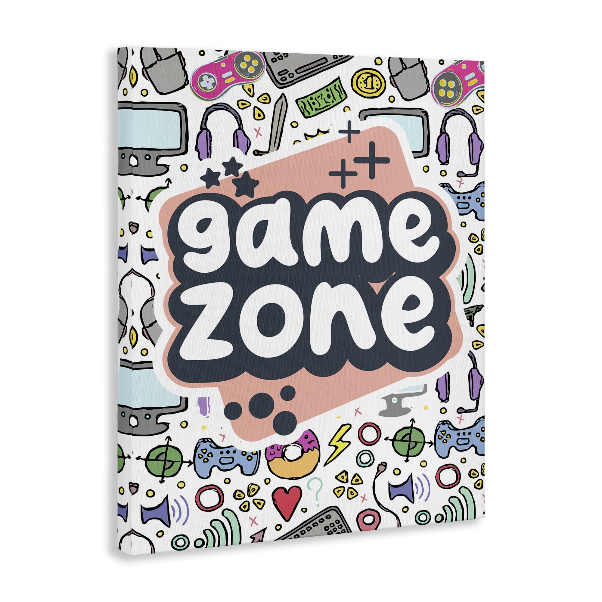 Stupell Industries Peach Game Zone Entertainment Painting Wrapped Canvas Art Print Wall Art, 30 x 40