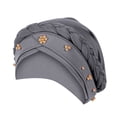 thumbnail image 2 of Hijab Braid Silky Turban Hats for Women Cancer Chemo Beanies Cap Headwrap Headwear Gray One Size, 2 of 3