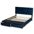 thumbnail image 6 of Baxton Studio Caronia Modern and Contemporary Navy Blue Velvet Fabric Upholstered 2-Drawer King Size Platform Storage Bed, 6 of 12