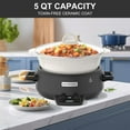 thumbnail image 6 of MAGNIFIQUE Small 5 Quart Round Casserole Programmable Slow Cooker with Glazed Ceramic Liner, Food Warmer Perfect Kitchen Small Appliance for Family Dinners, Black, 6 of 14