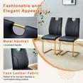 thumbnail image 6 of JUFU 63" Dining Table Set for 4, Faux Marble Table, 4 Black PU Chairs, Gold Cantilever Legs, 6 of 11