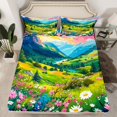 thumbnail image 2 of Homewish Cute Flower Daisy Full Size Sheets,Western Spring Gardent Bed Sheets,Natural Mountain Green Tree Sheet Sets For Girls Teens,Uxury Bedroom Decor,4-Piece, 2 of 7