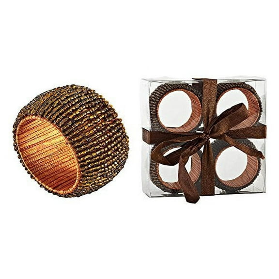 Hand Beaded Napkin Rings, Set of 4 (bronze)