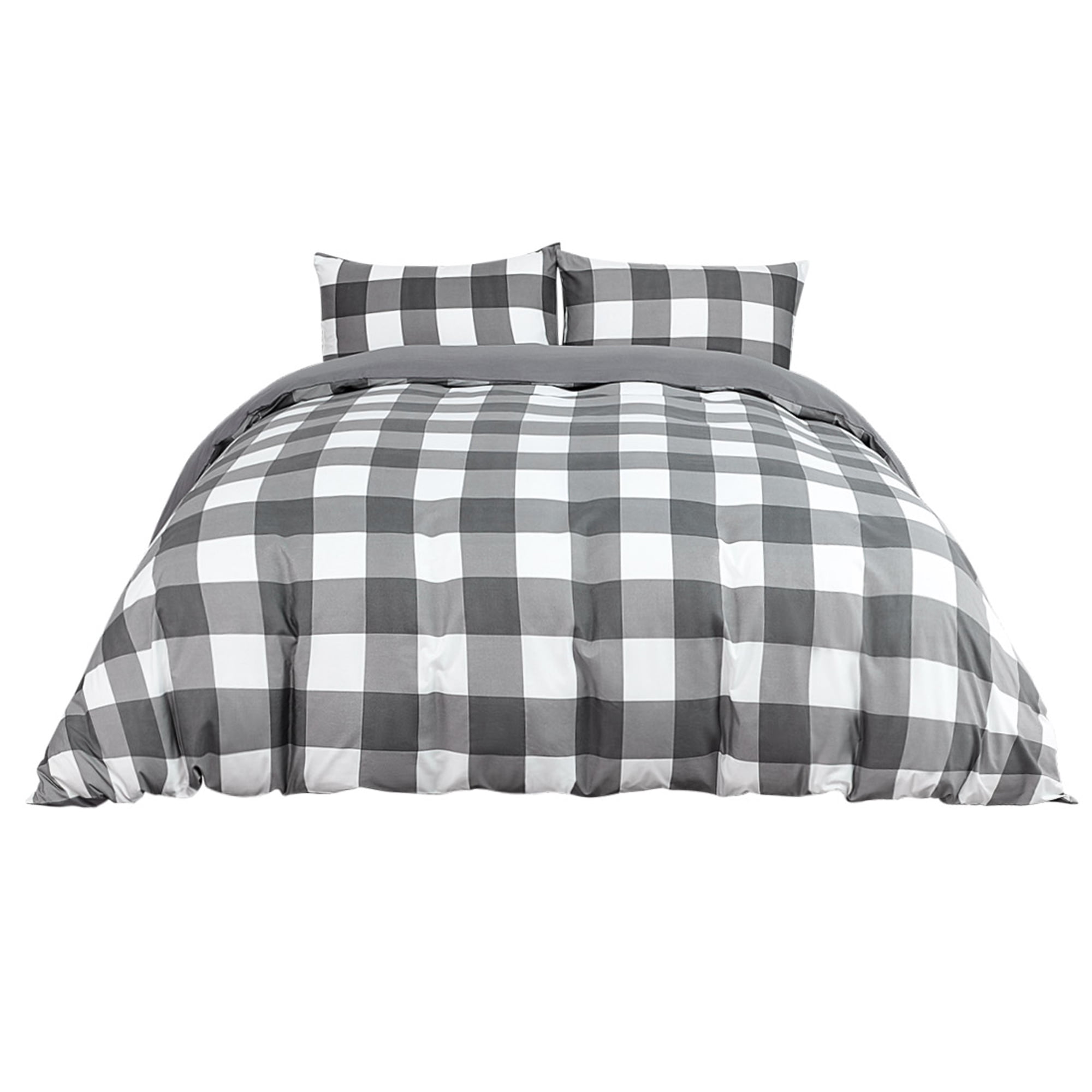Unique Bargains Soft Checkered Duvet Cover Bedding Set Black and White