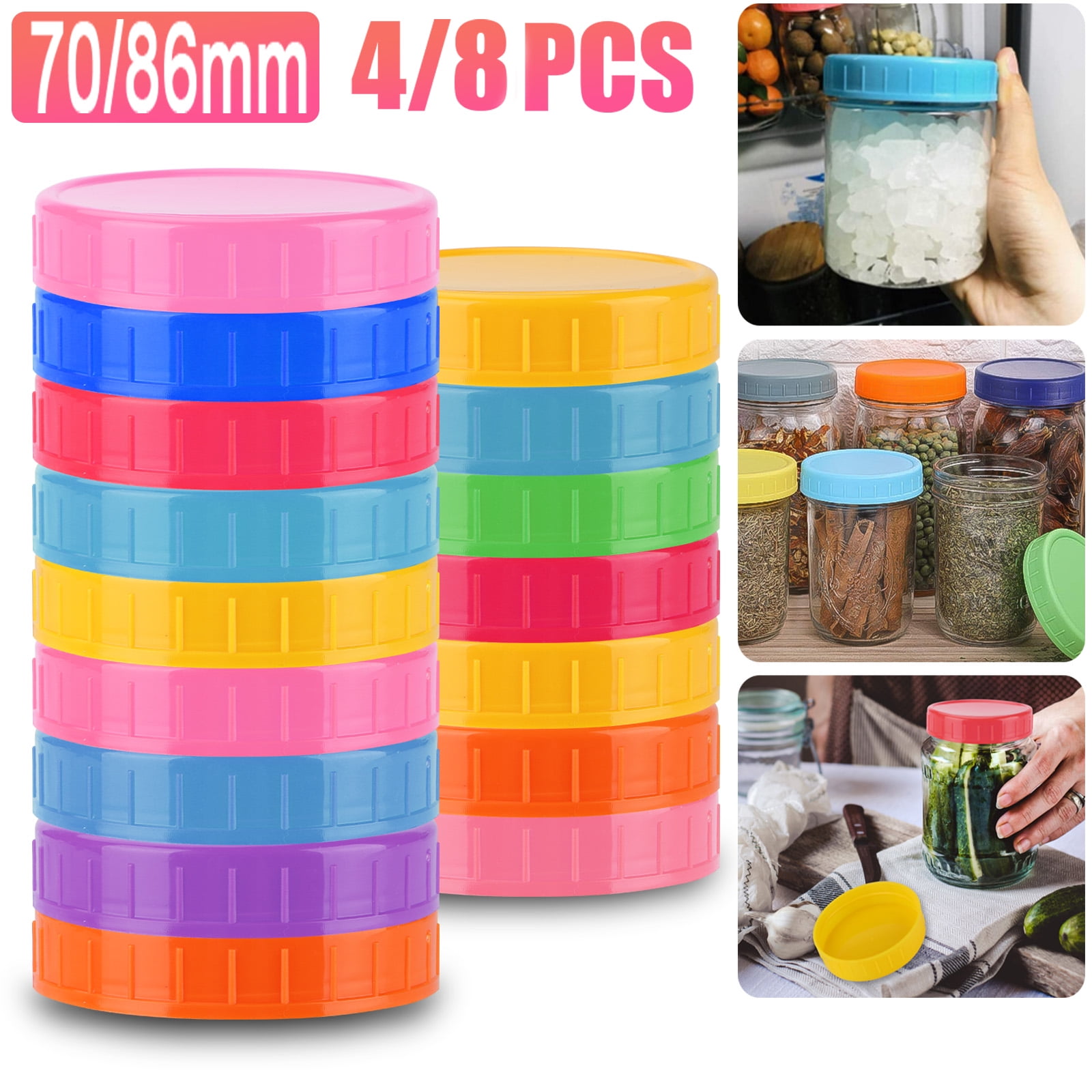 White Plastic Standard Mason Jar Plastic Lids 20 Lids Regular Mouth Storage 