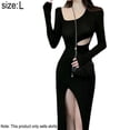 thumbnail image 2 of Vestido ajustado fruncido para mujer, sexy, sin mangas, con abertura, midi, para fiesta, cóctel, boda, invitada, 2 of 6