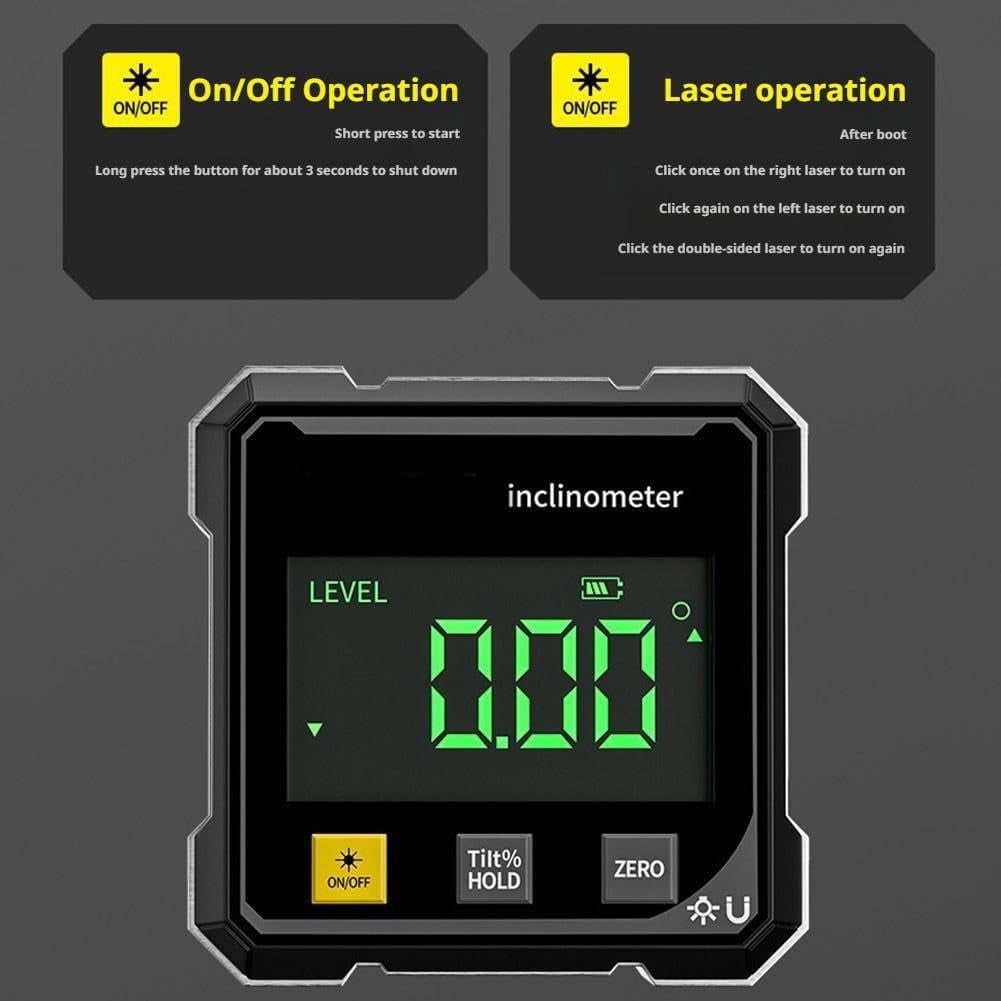 2026 New Digital Laser Angle Finder Protractor Tool, Magnetic Table Saw Angle Finder Tool, Level Box For Hanging, Led Display, Accuracy ± 0.2 °