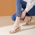 thumbnail image 7 of Xucatan Women's Canvas Espadrille Wedge Sandals, Round Toe Open Toe Slides with Adjustable Ankle Strap, Rope Wrapped Jute Heel Platform Slippers, Versatile Spring Summer Beach Footwear Gift, 7 of 7