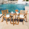 thumbnail image 2 of GDF Studio Baia Outdoor Acacia Wood 3 Piece Bistro Set with Cushion, Teak and Cream, 2 of 13