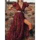 thumbnail image 3 of Vestido largo bohemio TEELYNN Vintage 2023 con estampado floral de gasa, manga tres cuartos, escote en V, vestidos de verano gitanos hippies para mujer, 3 of 5