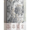 thumbnail image 6 of Spring Botanical Sheer Curtains 63 Inch Length 2 Panels Set Window Treatments, Country Floral Leaves Gray Brown Rod Pocket Semi Curtains for Living Room/Bedroom/Kitchen Décor, 104"W x 63"L, 6 of 7