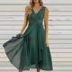 thumbnail image 3 of Gibobby Vestido de fiesta para mujer Vestido largo femenino de gasa con escote en V y encaje de empalme para mujer, vestidos de noche para dama de honor(Verde,XL), 3 of 4