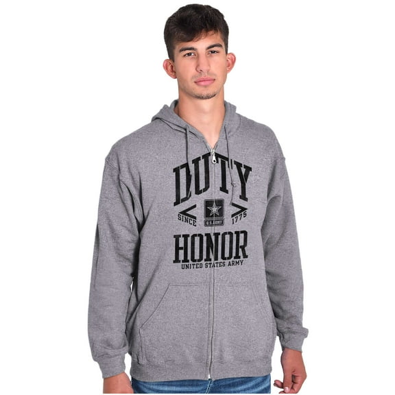 United States Army Logo Duty Honor Unisex Plus Size Zip Hoodie Brisco Brands 2X