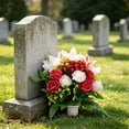 thumbnail image 5 of Artificial Cemetery Flowers with Vase, Set of 2 Rose Lily Bouquet Graveyard Memorial Flowers, Fade-Resistant All-Weather Grave Flowers for Cemetery Headstones Decoration, 5 of 5