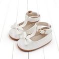thumbnail image 6 of Xfvqtps Baby Girls Walking Shoes Mary Jane Buckle Non Slip Comfortable Soft PU Infant Sandals Summer New Baby Everything Casual Breathable Cute Bow Baby Leather Shoes Toddler Shoes White, 6 of 8