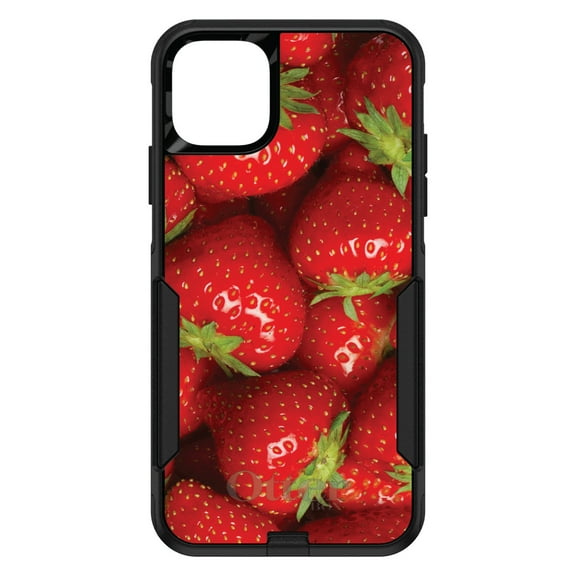 DistinctInk OtterBox Commuter Custom Case for Apple iPhone 15 (6.1" Screen) - Bright Red Strawberries - Slim Profile Design