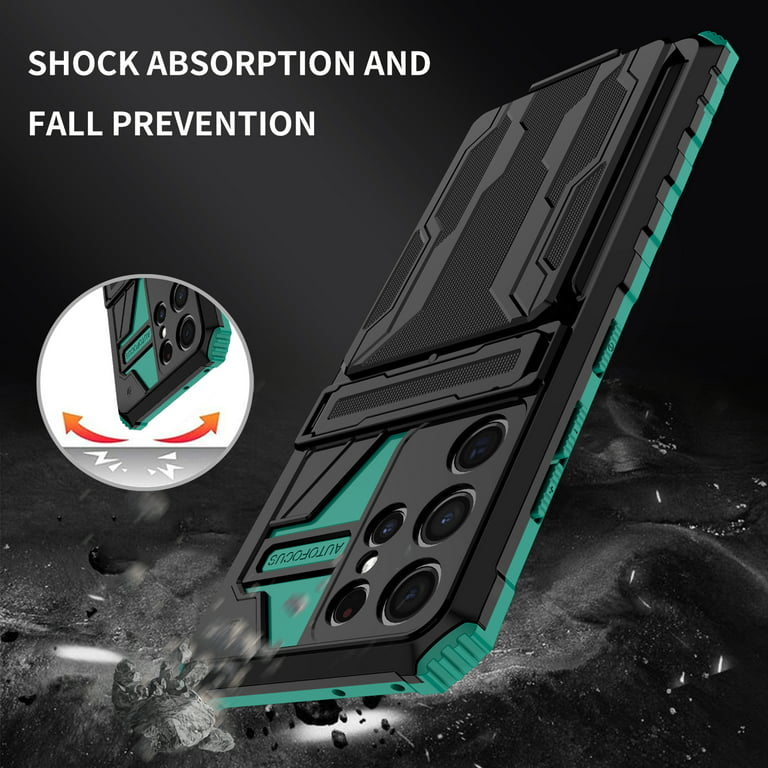 for Samsung Galaxy S23 Ultra Wallet Case, with Credit Card Holder Stand  Kickstand Slim Rugged Shockproof Heavy Duty Defender Armor Military Grade  Protective Case for Samsung Galaxy S23 Ultra,Darkgreen 