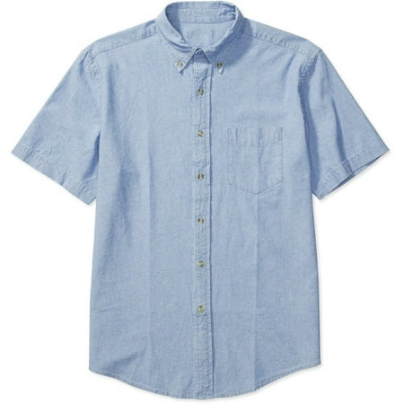 Puritan - Men's Denim Short-Sleeve Button-Down Shirt - Walmart.com
