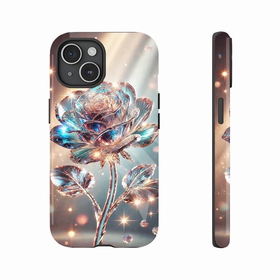 Luxury Crystal Rose iPhone Case - Perfect Gift for Her, Women, Holiday, Shock Absorbent, Compatible with iPhone 11/12/13/14/15/16 (Pro Max/Plus)