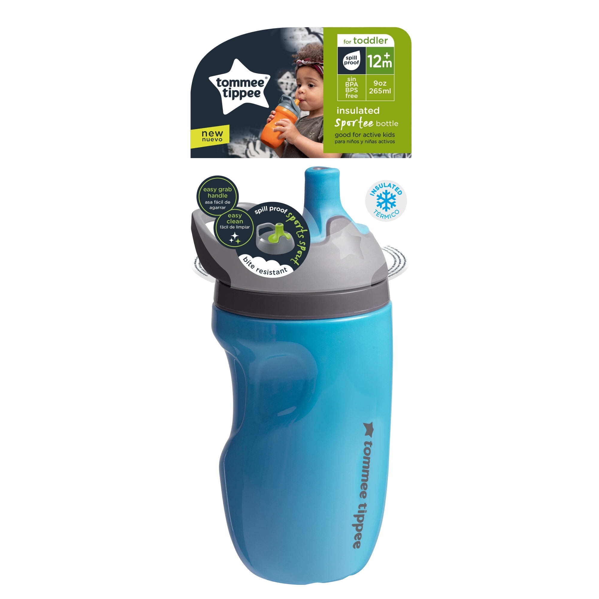 Tommee Tippee Insulated Non-Spill Straw Cup (9oz, 12+ Months, 1 Count)  Sporty Carry Handle - DroneUp Delivery