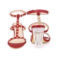 thumbnail image 6 of BLISSFUL STEP Slingback Heel Block Clear Heels Sandals for Women Red (Size 9), 6 of 6