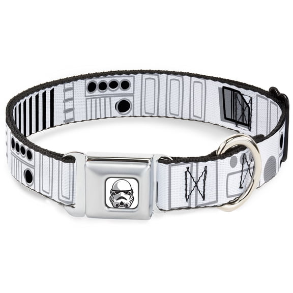 Star Wars Pet Collar, Dog Collar Metal Seatbelt Buckle, Star Wars Stormtroopers Utility Belt Bounding White Grays, 9.5 to 13 Inches 1.0 Inch Wide