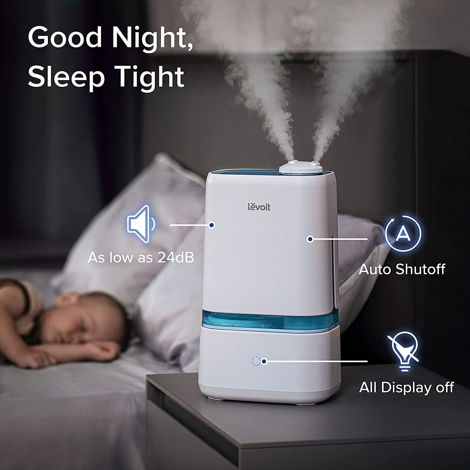 Levoit Cool Mist Humidifier Classic 200 for Room,4L for Bedroom, Cool Mist Vaporizer for Baby and Plants, with Essential Oil Tray, Automatic Shut-Off, Blue - image 2 of 8