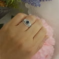 thumbnail image 4 of Dazzlingrock Collection 14K Blue Sapphire & White Diamond Ladies 3 Stone Halo Bridal Engagement Ring Set, White Gold, Size 6.5, 4 of 5
