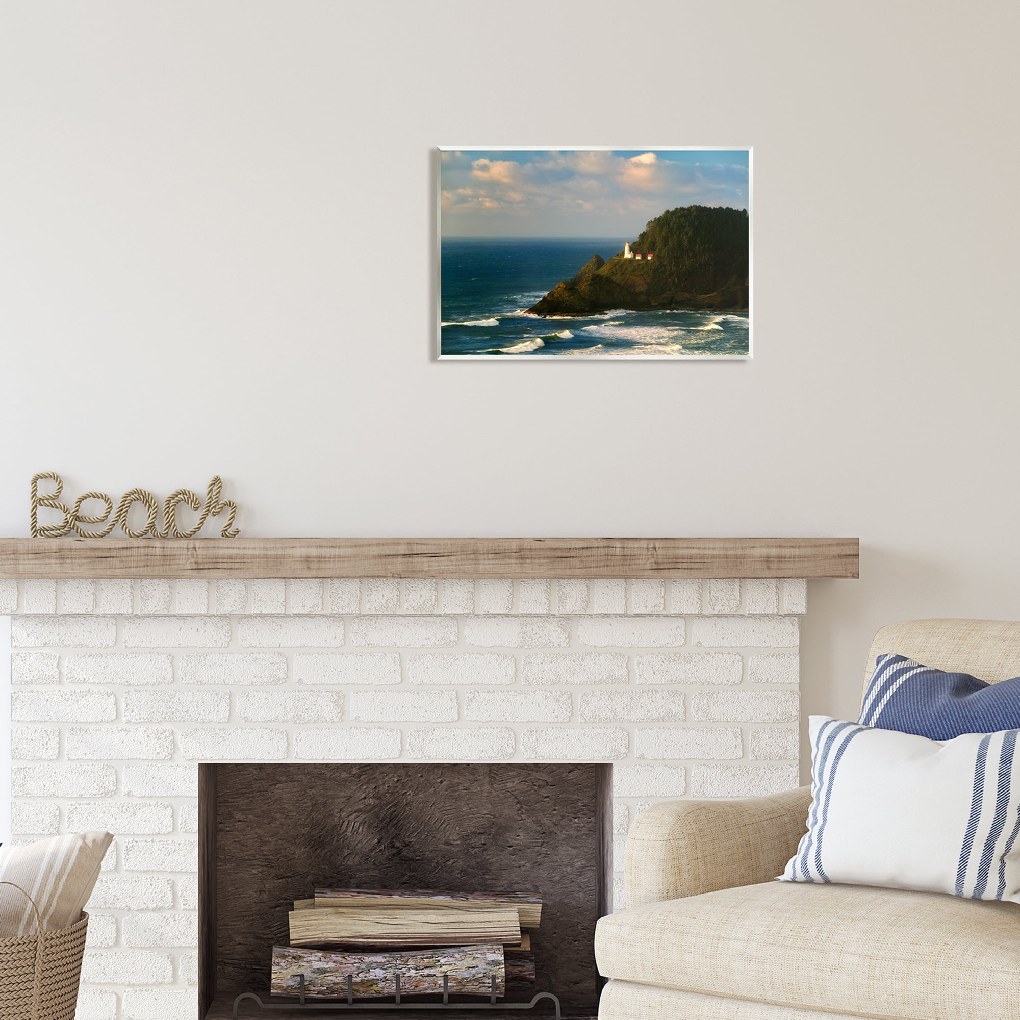 Stupell Industries Lighthouse Ocean Cliffs Nature Photography Unframed Art Print Wall Art, 19 x 13