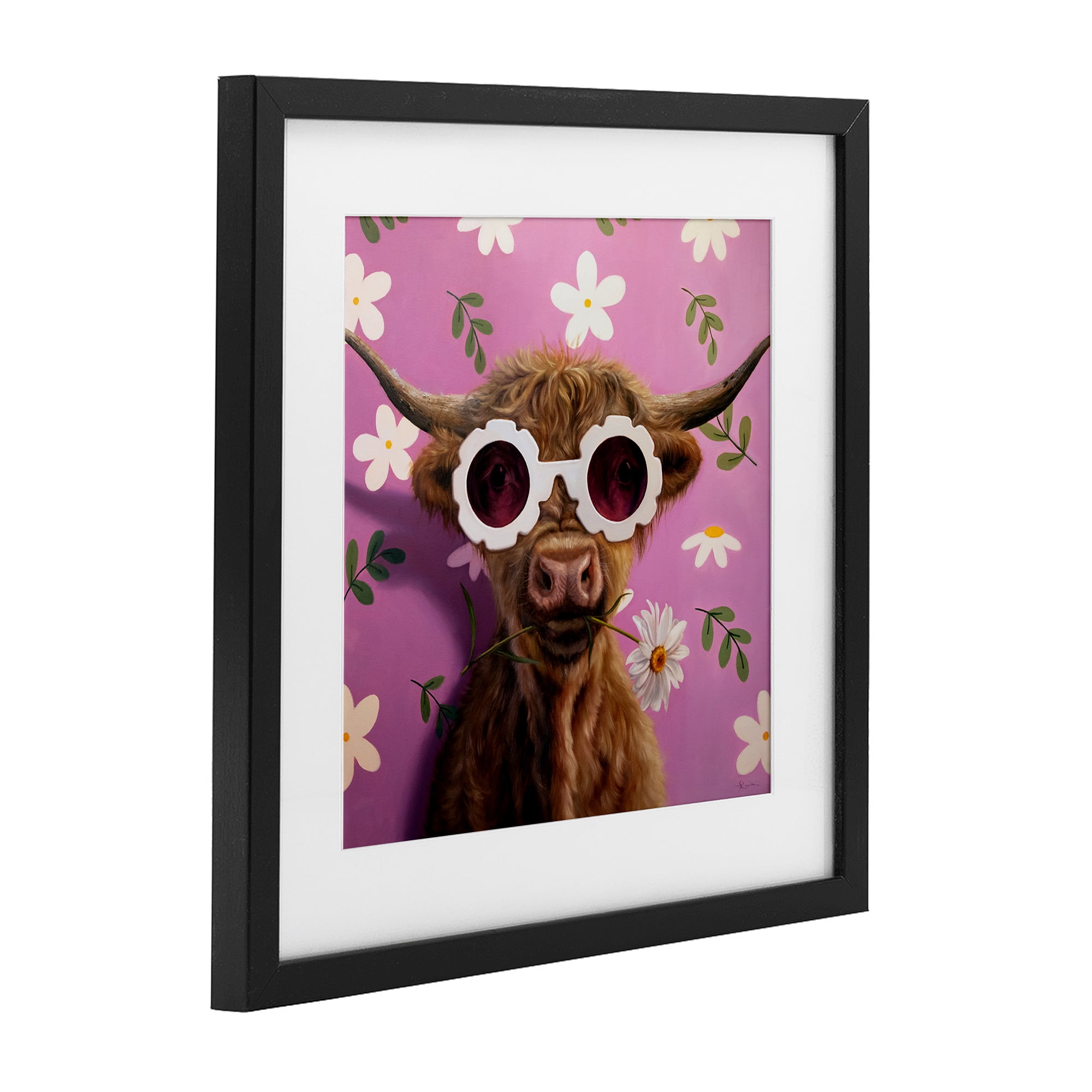 Stupell Industries Fresh As A Daisy Cattle Black Framed Print Under Glass, design by Lucia Heffernan
