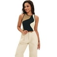 thumbnail image 7 of DARING DIVA Women's Color Block Ribbed Sleeveless Crop Tank Tops S Black Brown, 7 of 7