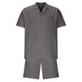 thumbnail image 4 of NTACZA Men's 2 Pieces Outfits Short Sleeve Button Down Tracksuits Solid Casual Sweatsuits for Men XL, 4 of 5