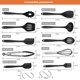 thumbnail image 2 of Juego de 20 utensilios de cocina de silicona, utensilios de cocina de silicona resistentes al calor, utensilios de cocina antiadherentes para hornear, 10 juegos + 10 ganchos en forma de S, color negro, 2 of 5