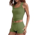 thumbnail image 3 of Aihuaihua Women's Casual Solid Color Slim Fit Tank Top and High Waist Shorts Two Piece Summer Outfit, 3 of 9