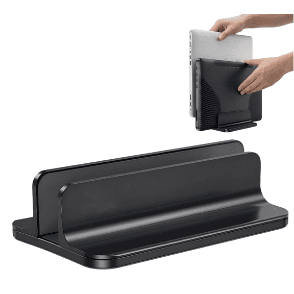Wuxiuli Adjustable Black Aluminum Vertical Laptop Stand for Desk